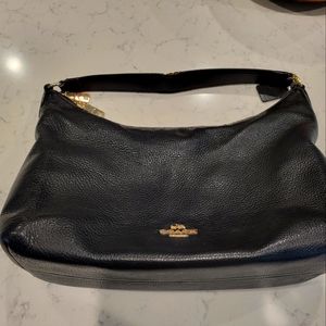Coach black leather shoulder bag